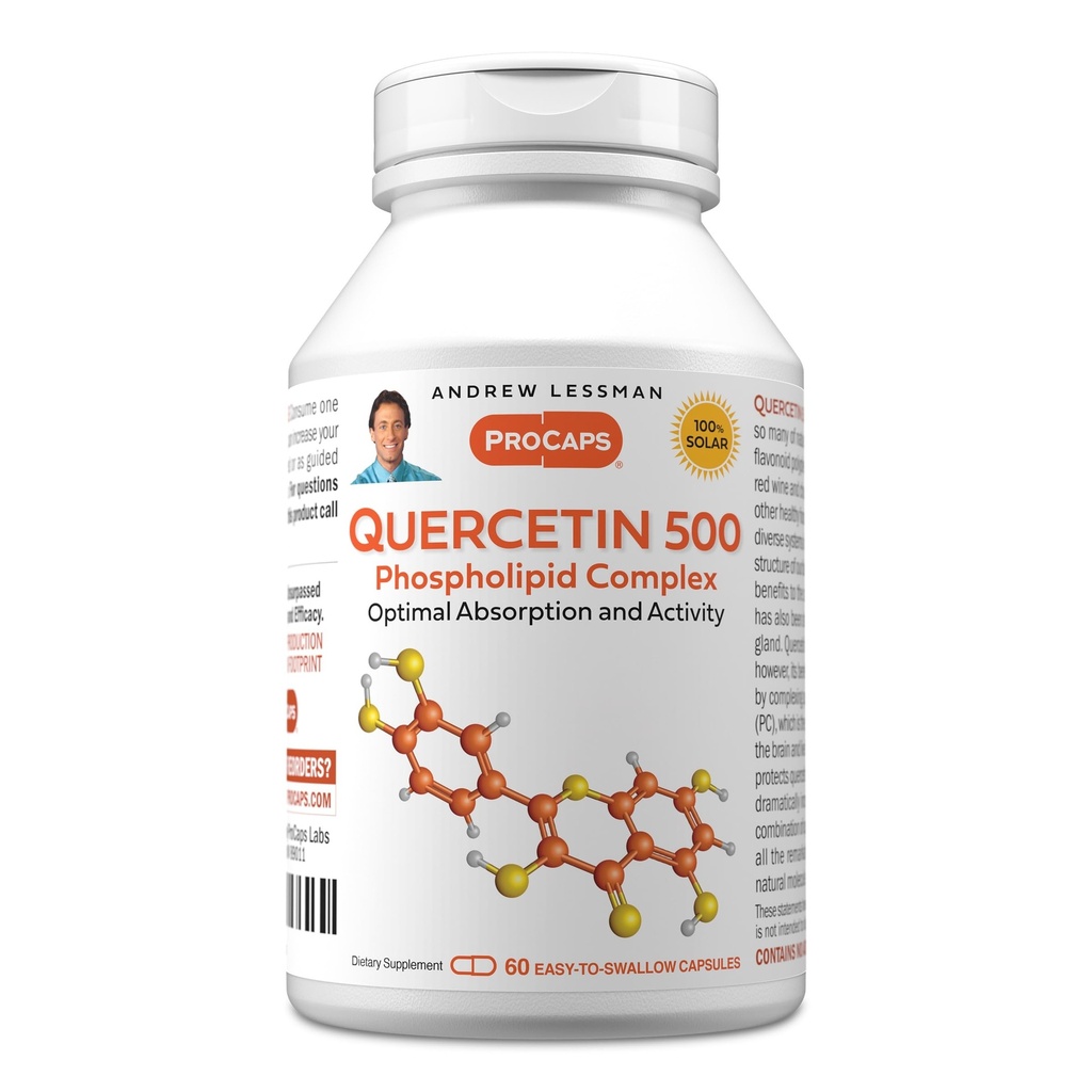 ANDREW LESSMAN Quercetin 500mg - 60 Capsules - 500 mg Unique Quercetin Phospholipid Complex, Highly Absorbable Formula to Support Healthy Heart, Circulatory and Immune Function. No Additives.