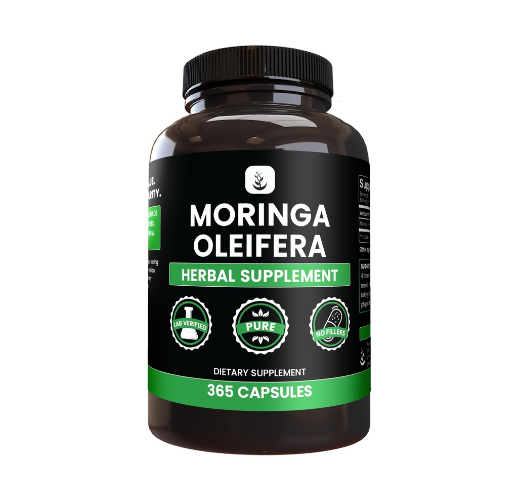 PURE ORIGINAL INGREDIENTS Moringa (365 Capsules) No Magnesium Or Rice Fillers, Always Pure, Lab Verified
