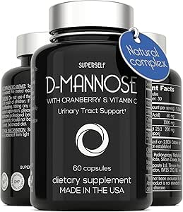 D-Mannose 1000mg Capsules - D Mannose with Cranberry Extract and Vitamin C - 60 Capsules 500mg High Strength - Urinary Tract Health for Women & Men - Vegan & Non-GMO - Fast-Acting Natural UTI Support