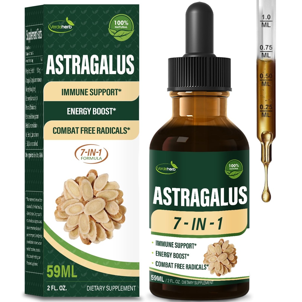 Astragalus Root Extract Herbal Drops for Immune System Support, Immunity Health & Energy Boost Tincture Supplements with Rhodiola Rosea, Echinacea, Elderberry, Reishi, Ginseng. Huang Qi. 2oz