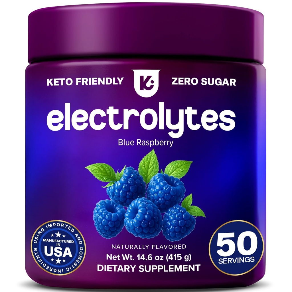 Keppi Electrolytes Powder – Blue Raspberry 50 Servings – Zero Sugar Electrolytes with Potassium, Magnesium & Sodium – Clean Electrolyte Powder - Fasting & Keto Friendly - Hydration & Daily Energy