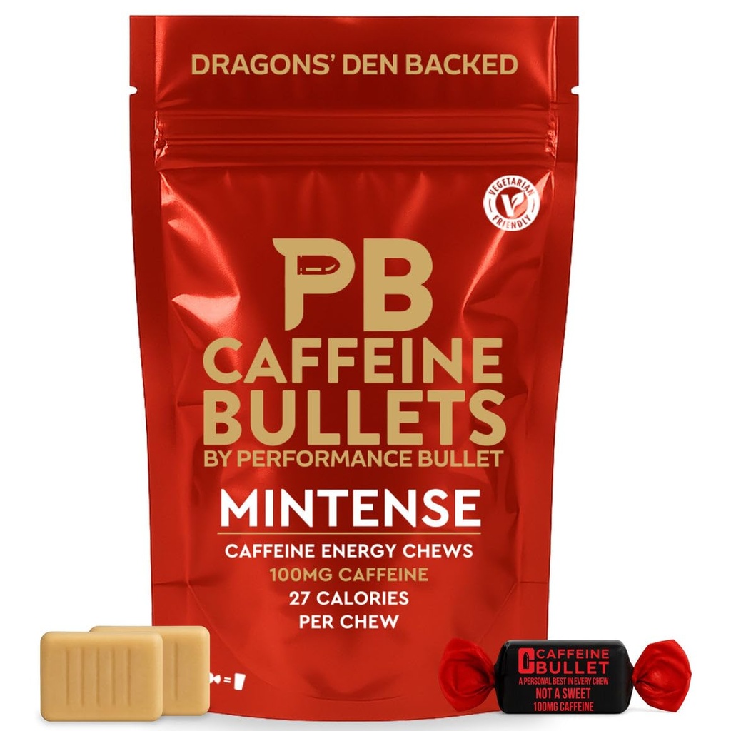 Caffeine Bullet 8 Mint Caffeine Candies = 800mg Caffeine Kick, Faster Than Energy gels & Cycling Chews for a mid-Race Endurance Sports and Gaming Caffeinated Energy Boost