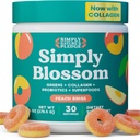 Simply Blossom Nutrition Daily Greens & Superfood Powder + Collagen + Probiotics for Women's Digestive Health & Bloating Relief. Help Your Health Bloom - 30 Day Supply - Peach Rings