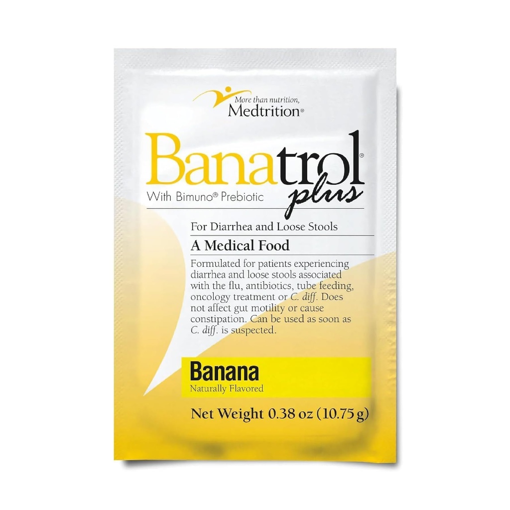 Banatrol Natural Anti-Diarrheal with Prebiotics, Relief from Chronic Diarrhea, IBS, Recurring Diarrhea, Clinically Supported Medical Food, Non-Constipating, 25 Servings (Banana)