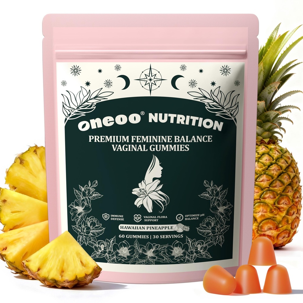 Feminine Balance Gummies - Premium Balance Gummies for Women's pH Health, Feminine Gummy for Immune & Energy Support, Vegan, Gluten-Free, Hawaiian Pineapple, 60 Count
