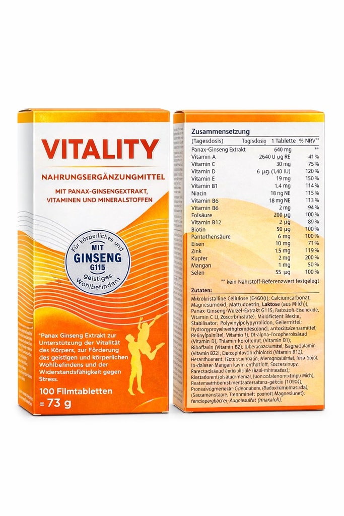 Advance Multiviatamin and Mineral with Ginseng Extract G115 (100 Capsules) Swiss Quality New Package Same Formula Clinical Proven | German Language Packaging