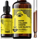 Liquid Collagen Supplements for Women - Comprehensive Formula Hair Skin Nails Supplement with 10000mcg Collagen 5000 mcg Biotin 5000 mcg Keratin 5000 mcg Saw Palmetto, Made in USA, 2fl oz