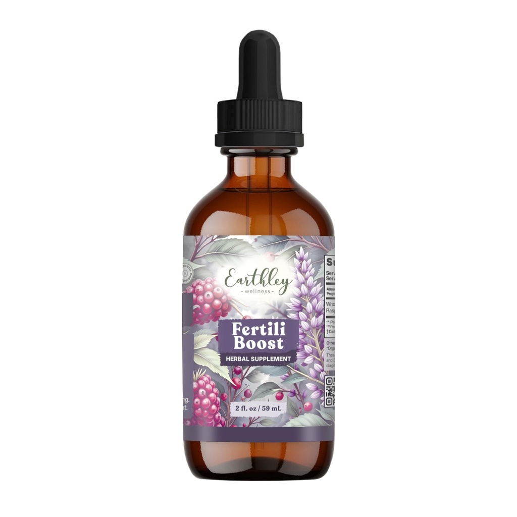 Earthley Wellness Fertili Boost, Women's Health Support, May Support the Natural Menstrual Cycle, May Assist with Fertility, All Natural Ingredients (2oz)