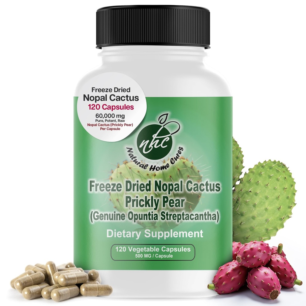 Nopal Cactus Capsules - Freeze Dried Prickly Pear Extract - Fiber Supplement for Metabolic Health Support - Rich in Betalains & Nitrates - Non-GMO - 120 Veggie Caps (1 Bottle)