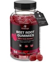 Beet Root Gummies - Super Nitric Oxide Beets Supplement - Red Beetroot Heart Chews with Grape Seed Power & B12- Pomegranate Flavor, 60 Chewables Beets
