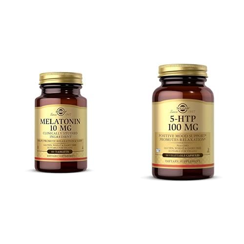 Solgar Sleep & Relaxation Bundle, Melatonin 10 mg 60 Tablets & 5-HTP 100 mg 90 Capsules, Promotes Relaxation and Provides Sleep Support