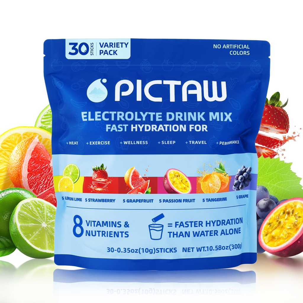 Electrolytes Powder Packets,30 Hydration Sticks, Electrolyte Drink Mix for Daily Hydration & Workout Support, Low Sugar, Vegan, Easy-Mix Powder for Travel, Gym & Active Lifestyle, 10.58oz (300g)