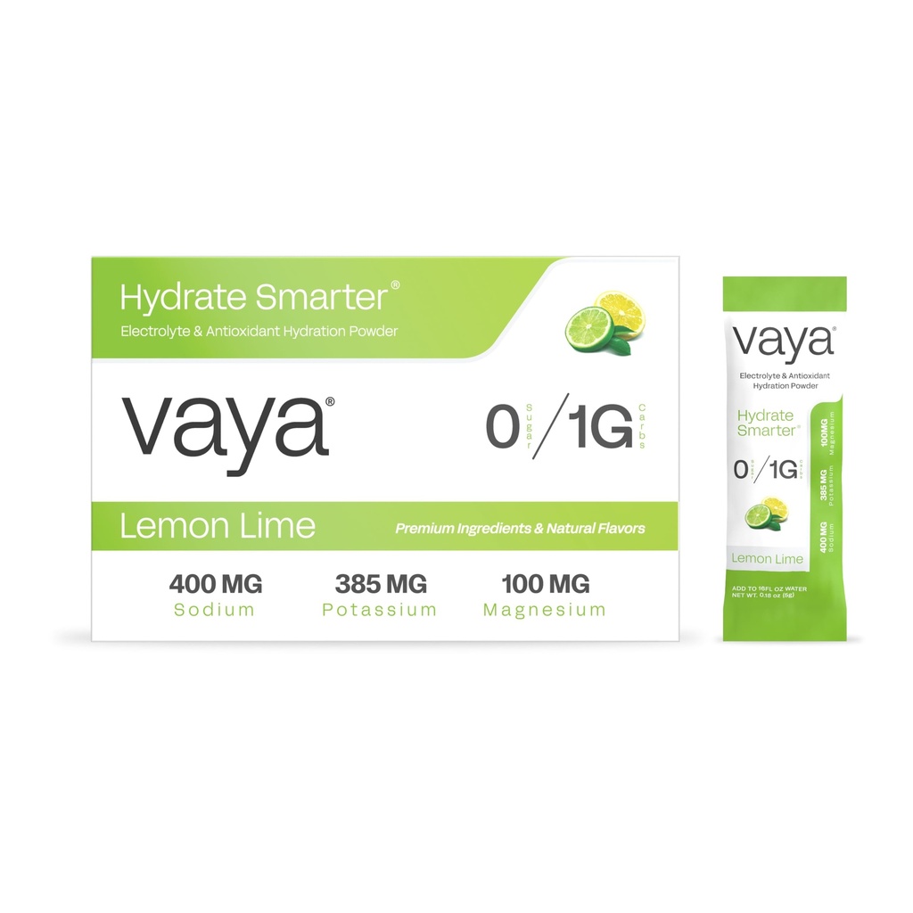 Vaya - Sugar Free Electrolyte Powder Packets – Give Your Body Instant Hydration - with Fasting Electrolytes (30 Pack, Lemon Lime)