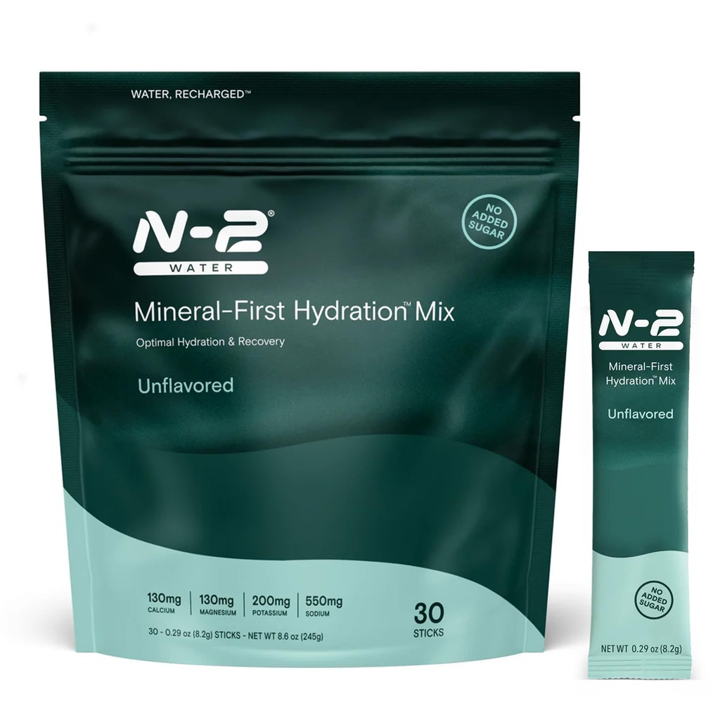 Mineral Hydration Packets – Electrolyte Powder Drink Mix with Calcium, Magnesium, Potassium – No Added Sugar, Natural Ingredients - Unflavored (30 Packets)