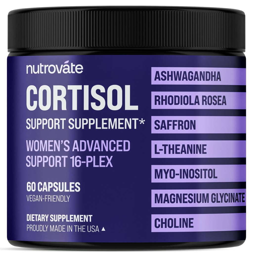 Cortisol Supplement for Women [16-Plex]- Rhodiola Rosea, Ashwagandha, L-Theanine, Magnesium Glycinate -Supports Sleep & Calm, Cortisol Detox Support with Saffron, Phosphatidylserine, Vegan Made in USA
