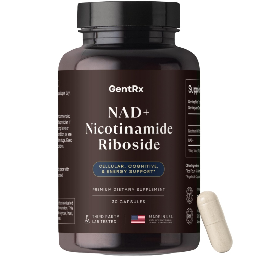 Third-Party Tested NAD+ & NR Supplement, Optimized Formula for Cellular Energy, Anti Aging Support, Heart Health - Nicotinamide Riboside, Made in USA (30 Day Supply)