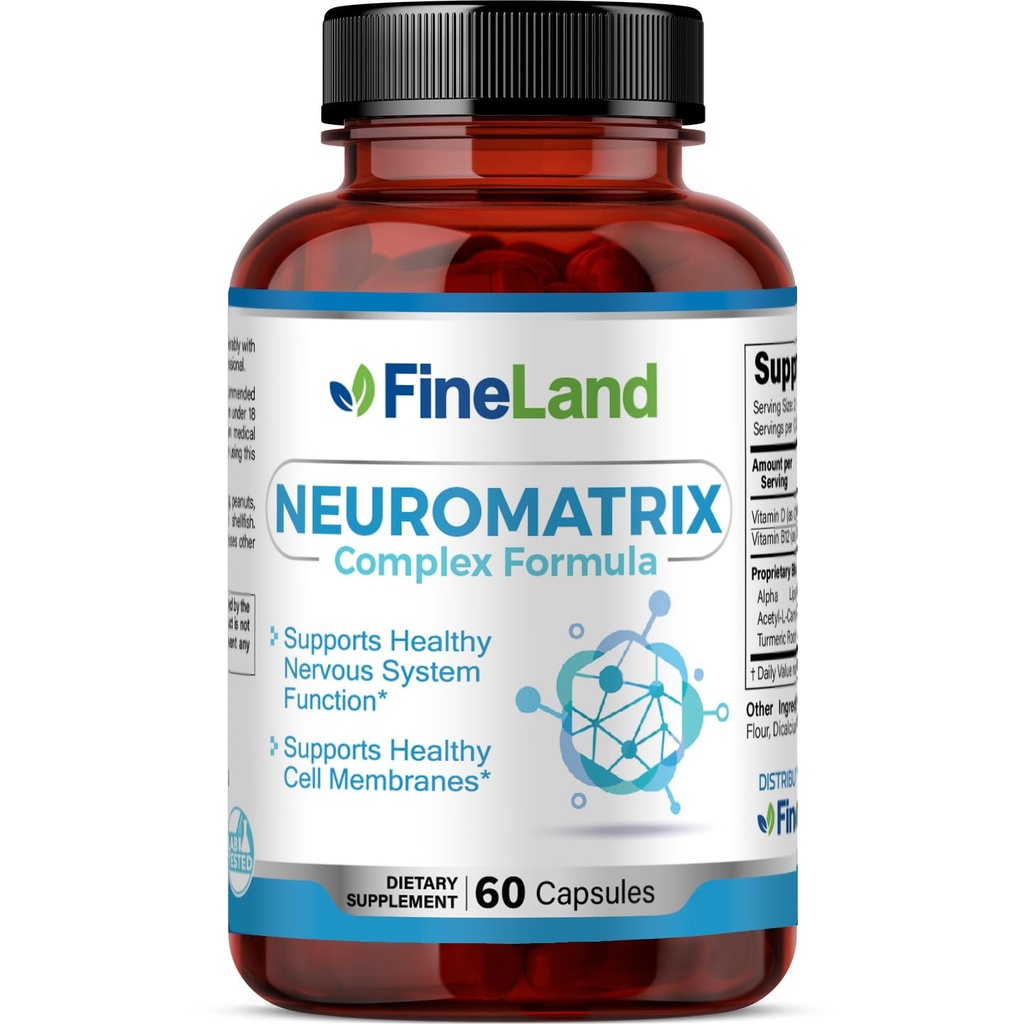 FineLand NEUROMATRIX Complex Formula, Advanced Cognitive and Nerve Support Supplement, High Potency Vitamin B12, Alpha Lipoic Acid and Acetyl-L-Carnitine, 60 Capsules
