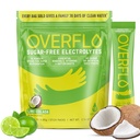 Overflo Electrolyte Powder Packets – Sugar Free Hydration Mix with Coconut Water, Magnesium & Potassium – Instant Clean Electrolytes for Recovery – Overflow with Wellness – Lime Colada, 15 Packets