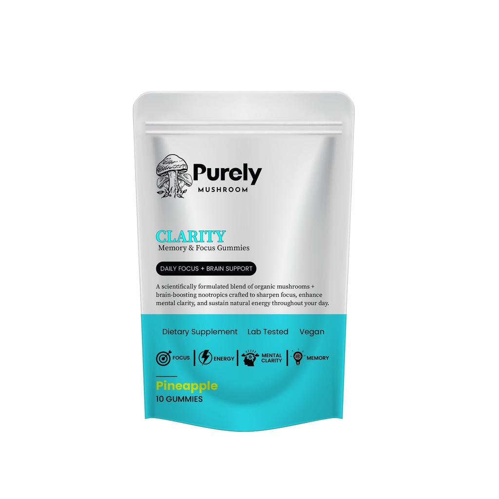 Clarity Gummies – Focus, Memory & Brain Support with Lion’s Mane, Cordyceps, Alpha GPC & Phosphatidylserine - Organic, Vegan, Non-GMO, No Gelatin (10 Count)