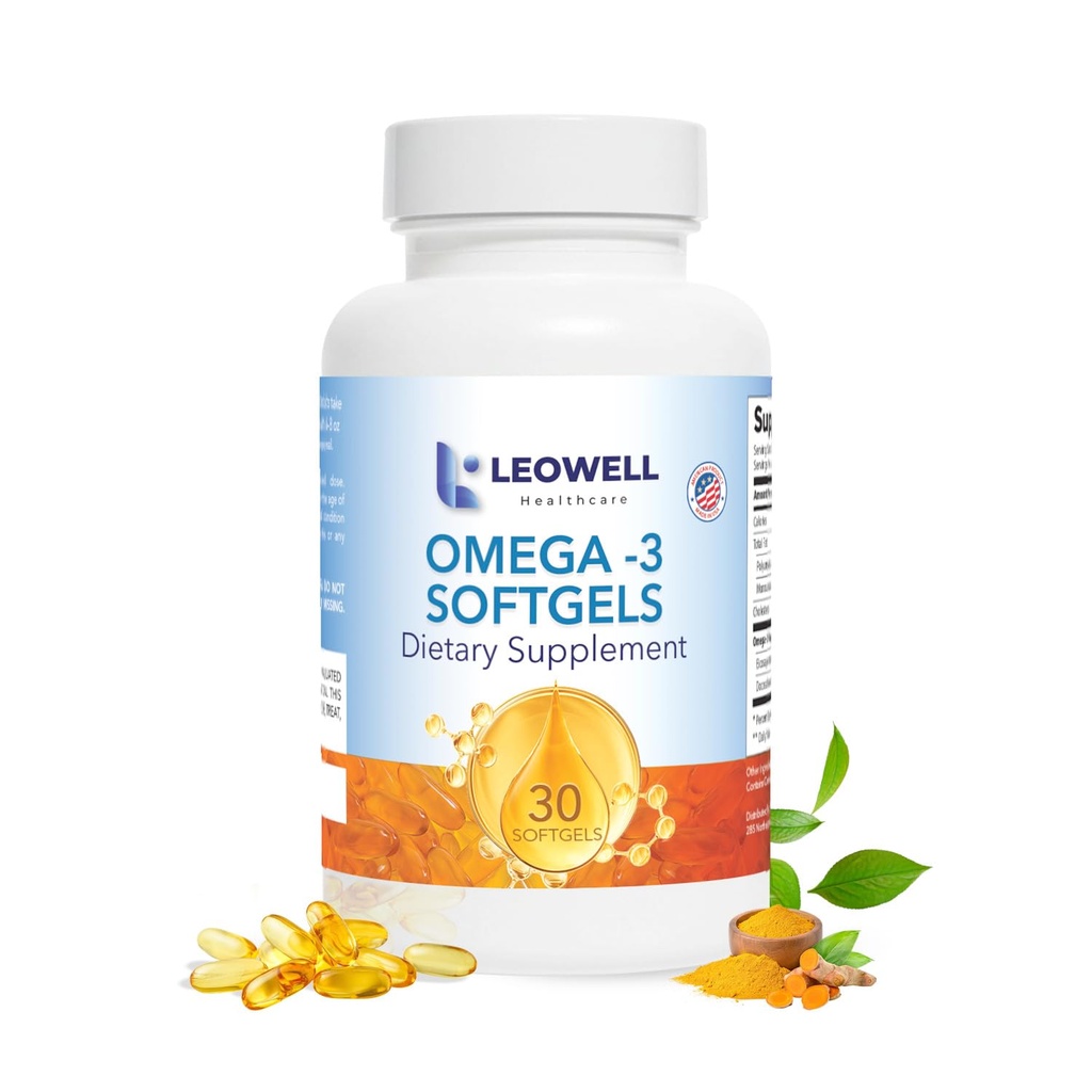 Leowell Omega-3 Softgels – High Potency EPA 432 mg & DHA 288 mg Fish Oil Supplement – 720 mg Total – 30 Softgels – Supports Heart, Brain & Joint Wellness – Fish Oil Pills, Omega 3 Supplement