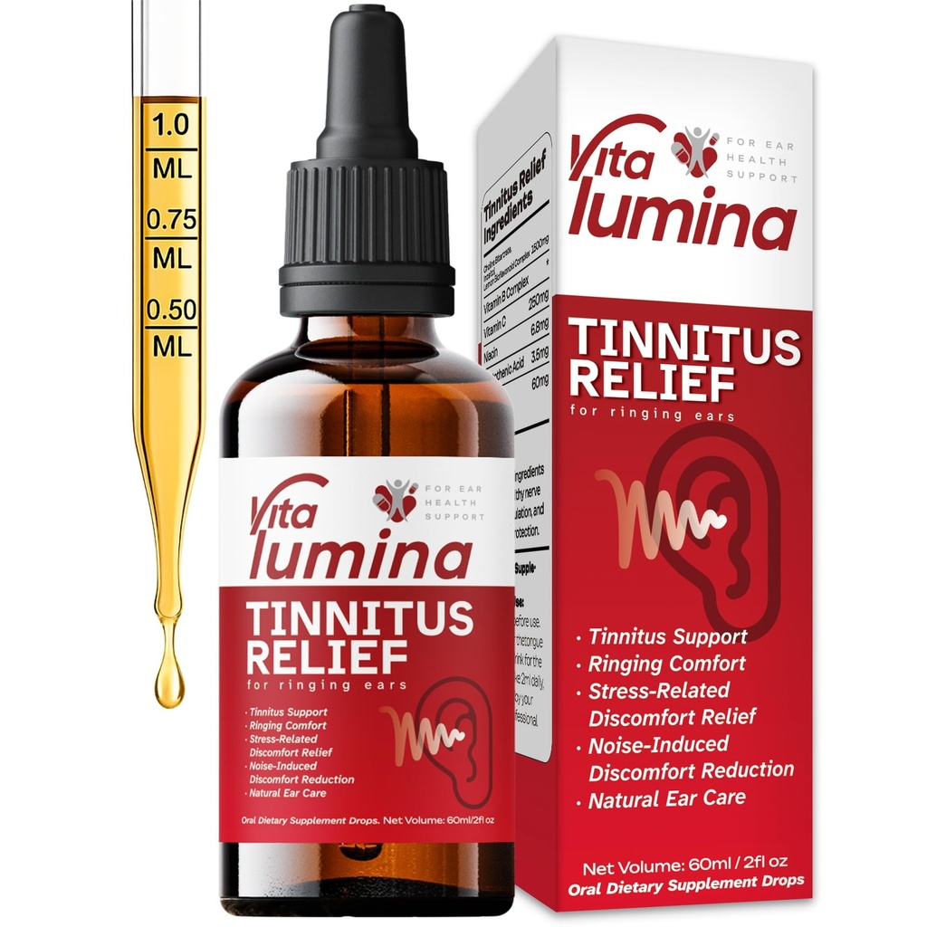 Tinnitus Relief Drops to Drink, Ear Ringing Relief Tinnitus, Natural Liquid Formula for Tinnitus Relief for Ringing Ears, Supports Auditory Health – 60ml