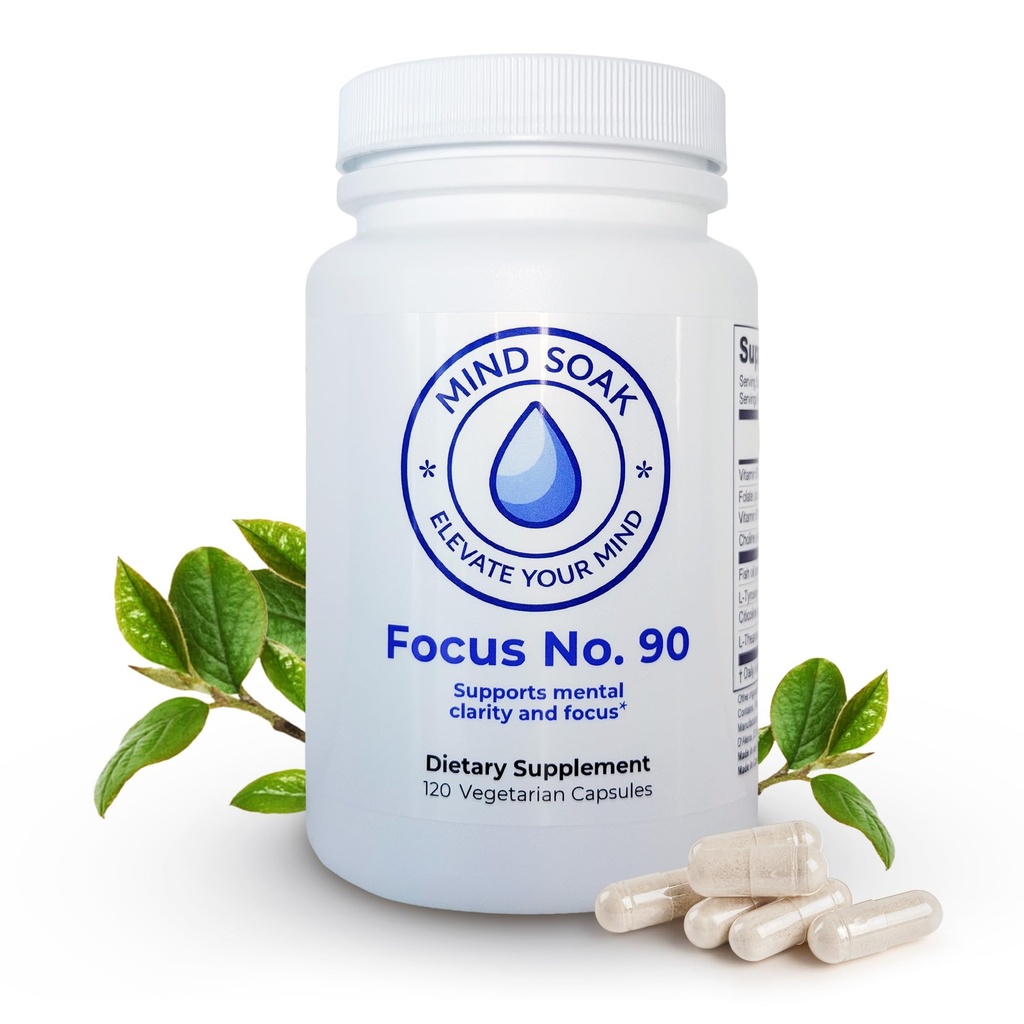 Focus No. 90, Cognitive Enhancement Supplement, Brain Health Support, 90 Capsules, Natural Mental Clarity and Focus Formula with Omega-3s, L-Theanine, L-Tyrosine and More