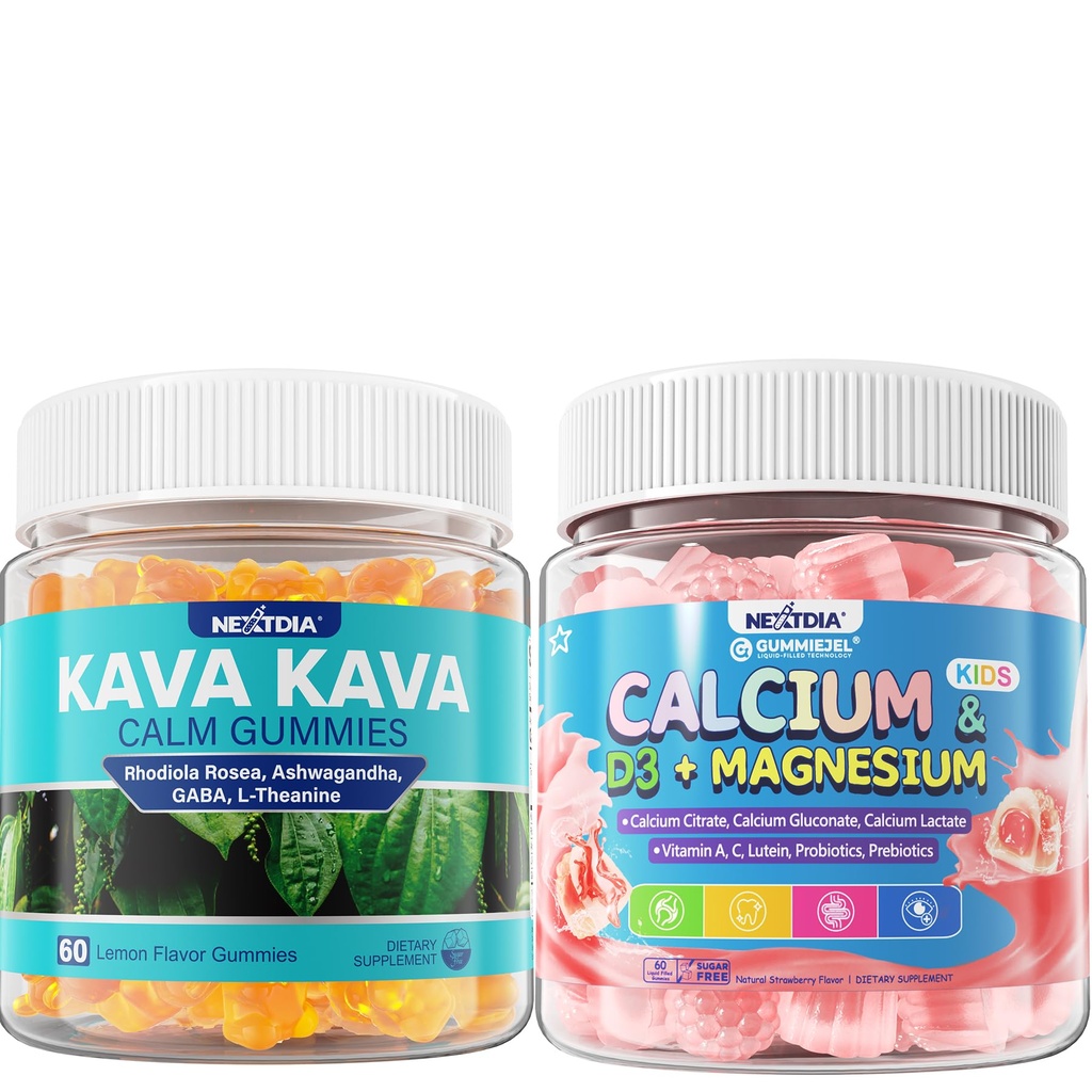 Calcium Gummies + D3 & Magnesium, Kava Kava Gummies, 3 Pack
