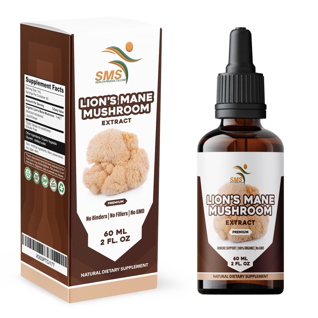 Lion's Mane Mushroom Drops Supplement, Lions Mane Tincture, Natural Immune Support, for Memory, Clarity & Focus Support - Herbal Liquid Extract - Organic, No Fillers, No Binders - 2 Fl oz