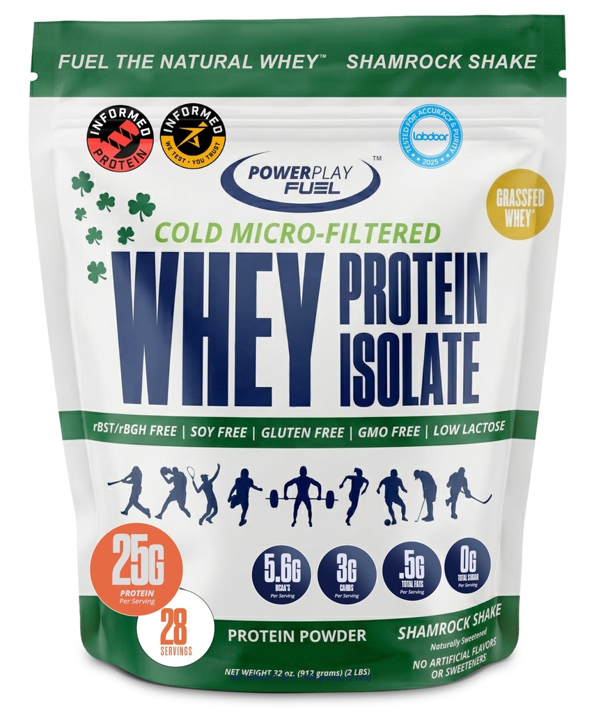 Cold Micro-Filtered Whey Protein Isolate Powder, Shamrock Shake 2LB - Grass-Fed, Gluten-Free & Keto-Friendly, Low Lactose - Post Workout Fitness & Nutrition for Muscle Recovery