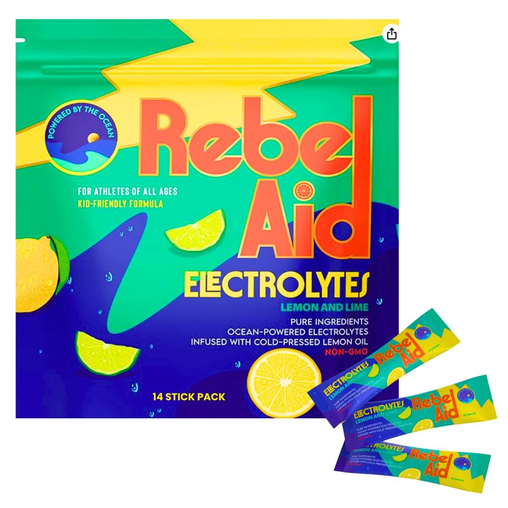 Lemon/Lime Electrolyte Powder – Clean Hydration for Kids, Teens and Pickleball Players, Natural Minerals, Non GMO – 14 Stick Packs