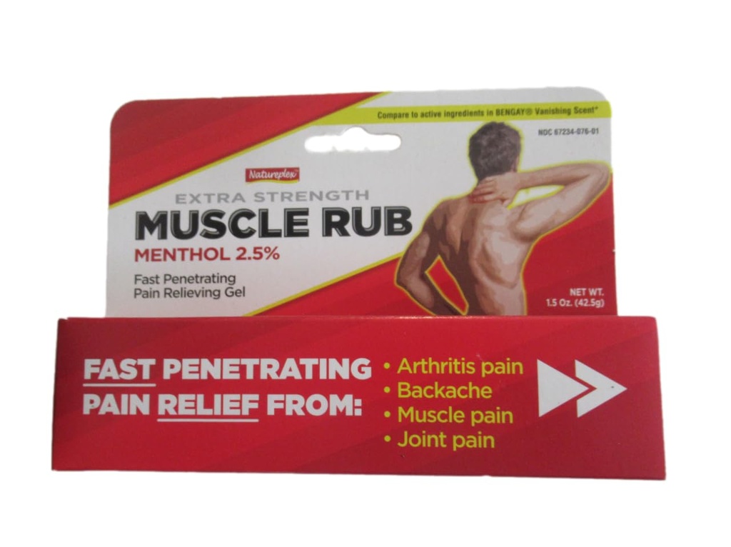 Natureplex Muscle Rub Gel, Extra-Strength, 2.5% Menthol, 1.5 oz, Fast Pain Relief