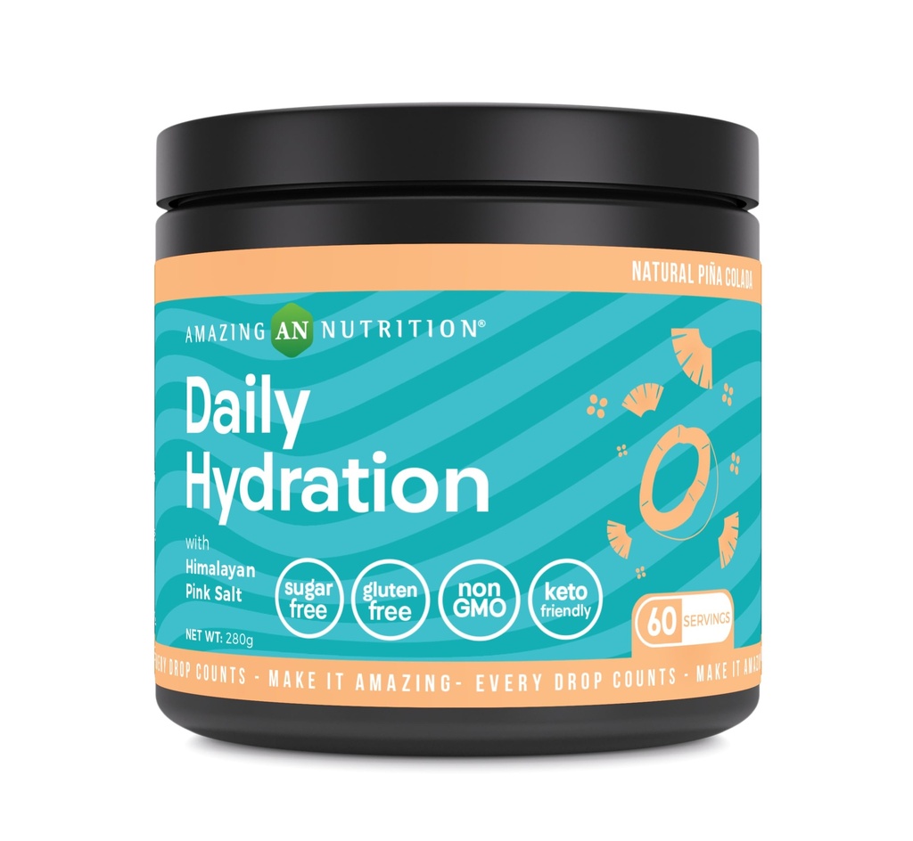 Amazing Nutrition Daily Hydration, Electrolyte Powder 30 Servings | Packed with Essential Minerals | Sugar-Free | Keto Friendly | Non-GMO | Gluten-Free (60 Servings | Natural Pina Colada)