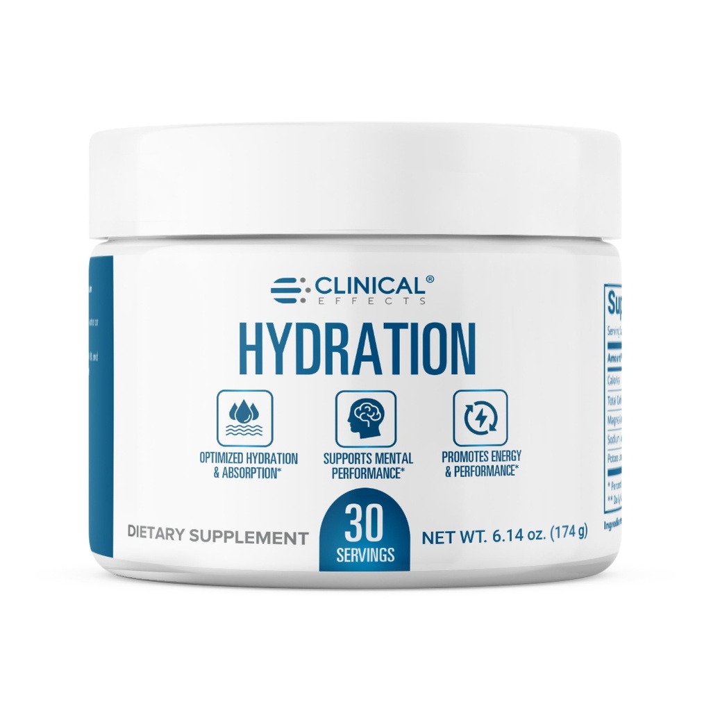 Clinical Effects Hydration Electrolyte Powder – 30 Servings | Sodium, Potassium & Magnesium | Daily Hydration, Energy, Muscle Recovery & Mental Focus Support | No Sugar Added | Made in USA