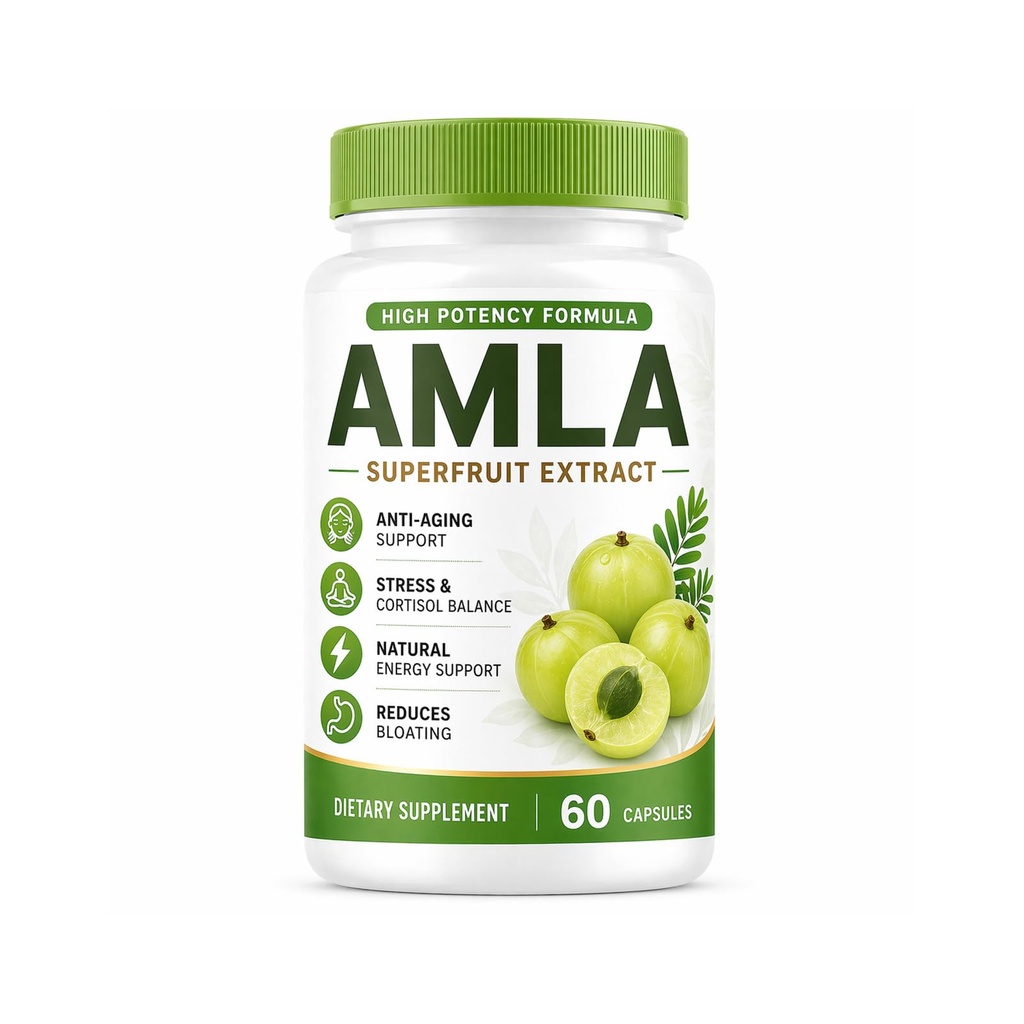 Amla Superfruit Capsules, Organic Amla Fruit Extract Capsules, Indian Gooseberry Supplement with Polyphenols for Healthy Aging, Metabolic Balance & Daily Vitality – 60 Capsules (1)