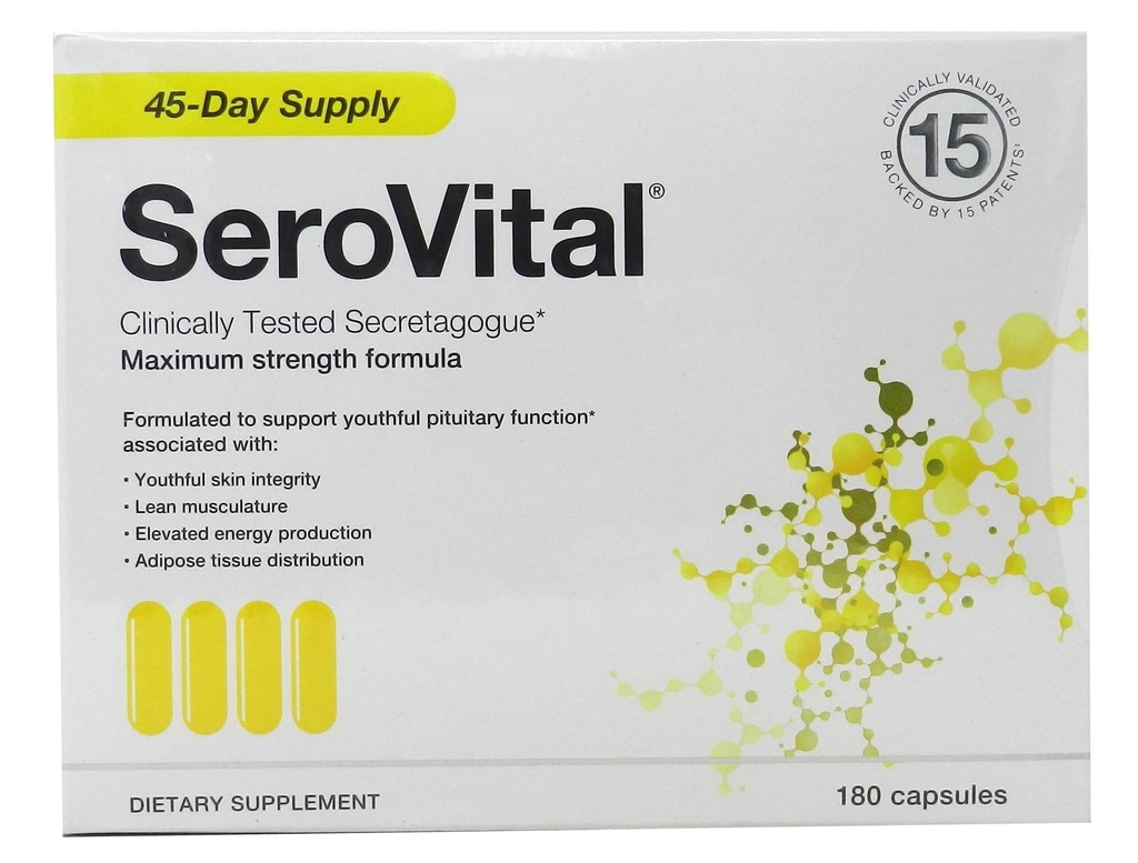 Serovital Renewal Complex - Reverse The Signs of Aging - Clinically Tested to Increase Human Growth Hormone (HGH) - 180 Capsules