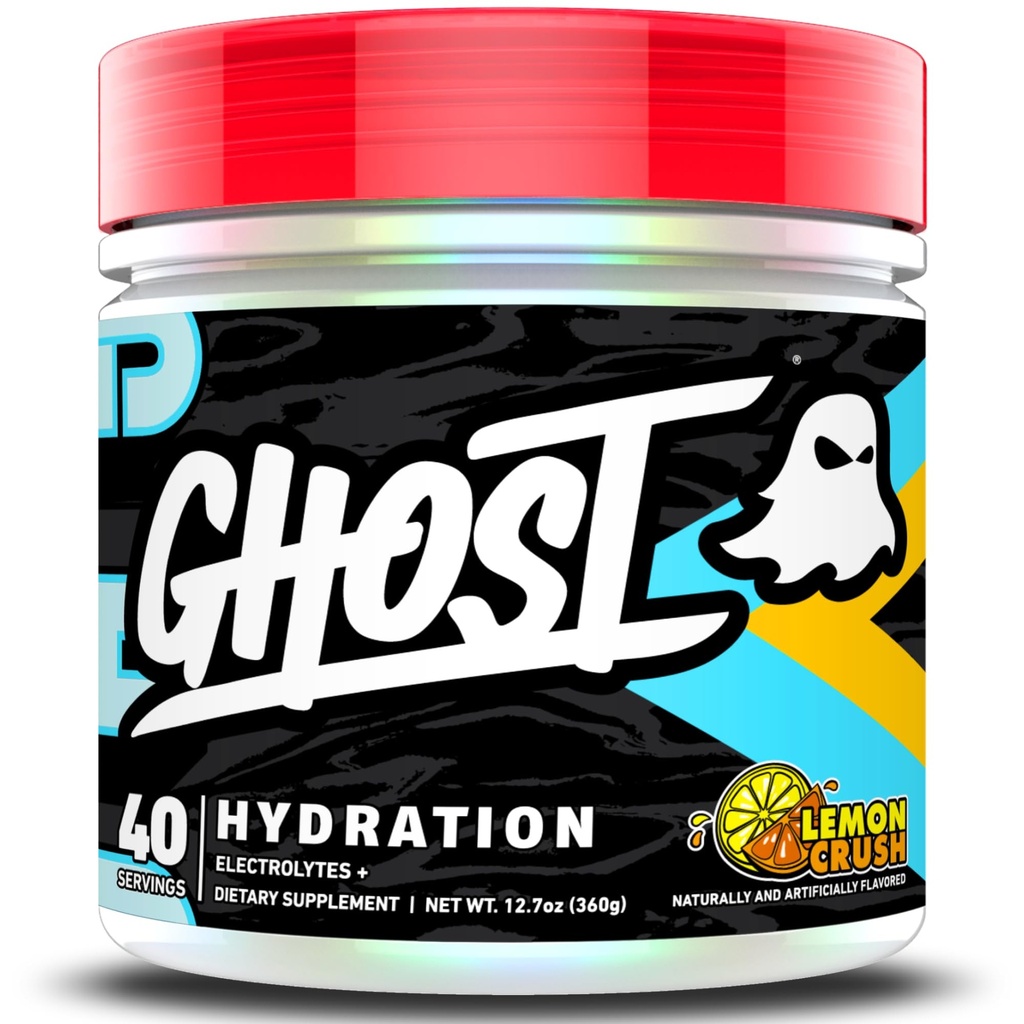 GHOST Hydration Tub, Electrolyte Powder, Lemon Crush - Sugar Free Instant Electrolyte Drink Mix - Caffeine-Free Daily Hydration & Immune Support with Clean Formula - 40 Servings