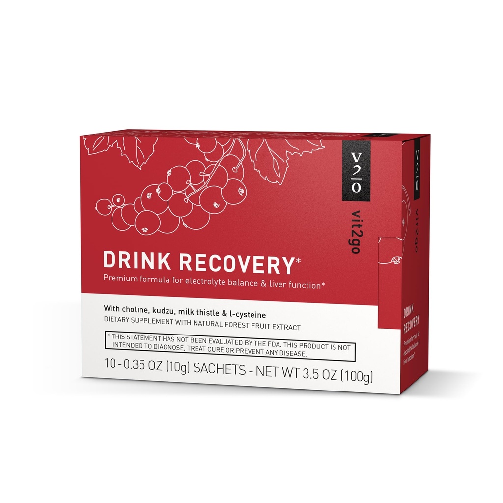 Drink Recovery Electrolytes Powder with Vitamins, Vegan Electrolyte Packets for Hydration & Liver Detox, Forest Fruit Flavor (30 Sachets)