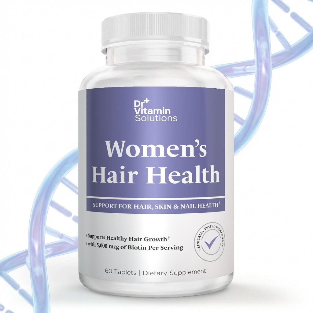 DR VITAMIN SOLUTIONS Women's Hair Health - Hair, Skin & Nails Support with Biotin & Collagen - 60 Tablets