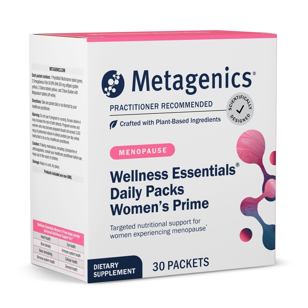 Metagenics Wellness Essentials Women's Prime - Daily Multivitamin & Omega-3 Packets for Menopause Support, Bone, Heart, Brain & Immune Health* - Gluten-Free - GMP Certified Facility - 30 Pack