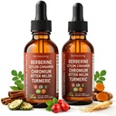 Berberine Liquid Drops - 2 Pack Ceylon Cinnamon Drops with Bitter Melon Extract, Turmeric, Chromium, Gymnema, Organic Panax Ginseng and Moringa - Vegan, Non-GMO Supplement, 2 Fl Oz
