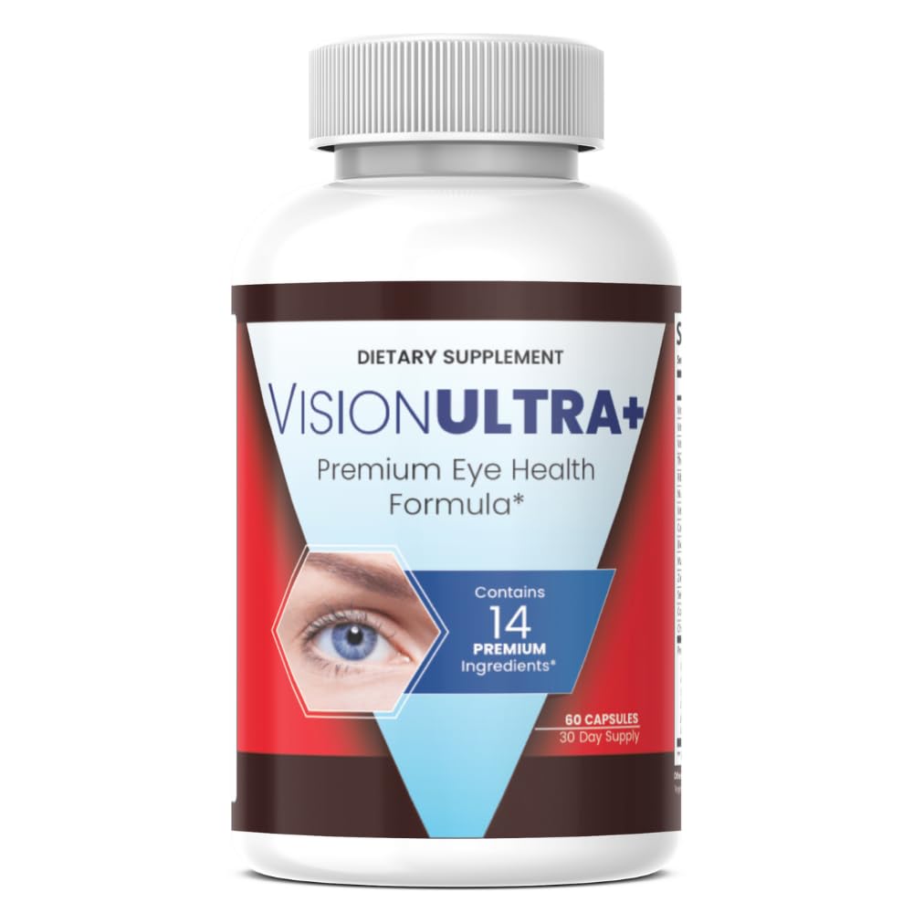 VisionUltra+ Eye Support Supplement Premium Blend*, Vision Ultra+ Capsules Eye Formula with Lutein, Beta-Carotene, Vitamin B12 and Zinc (60 Capsules)