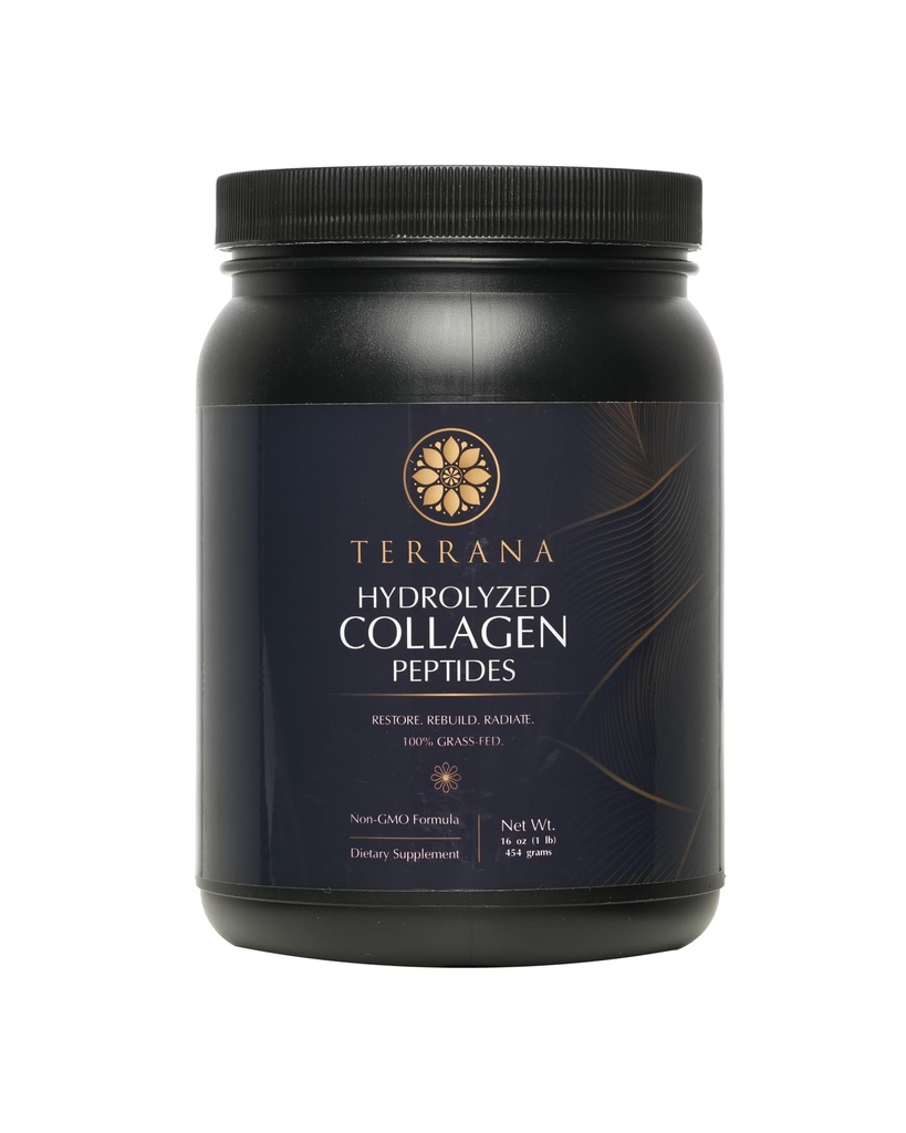 Terrana Collagen Peptides Powder – Hydrolyzed Grass-Fed Collagen Protein, Unflavored Collagen Powder for Hair Skin Nails & Joints, Easy-Mix Keto & Paleo Collagen Supplement for Women & Men