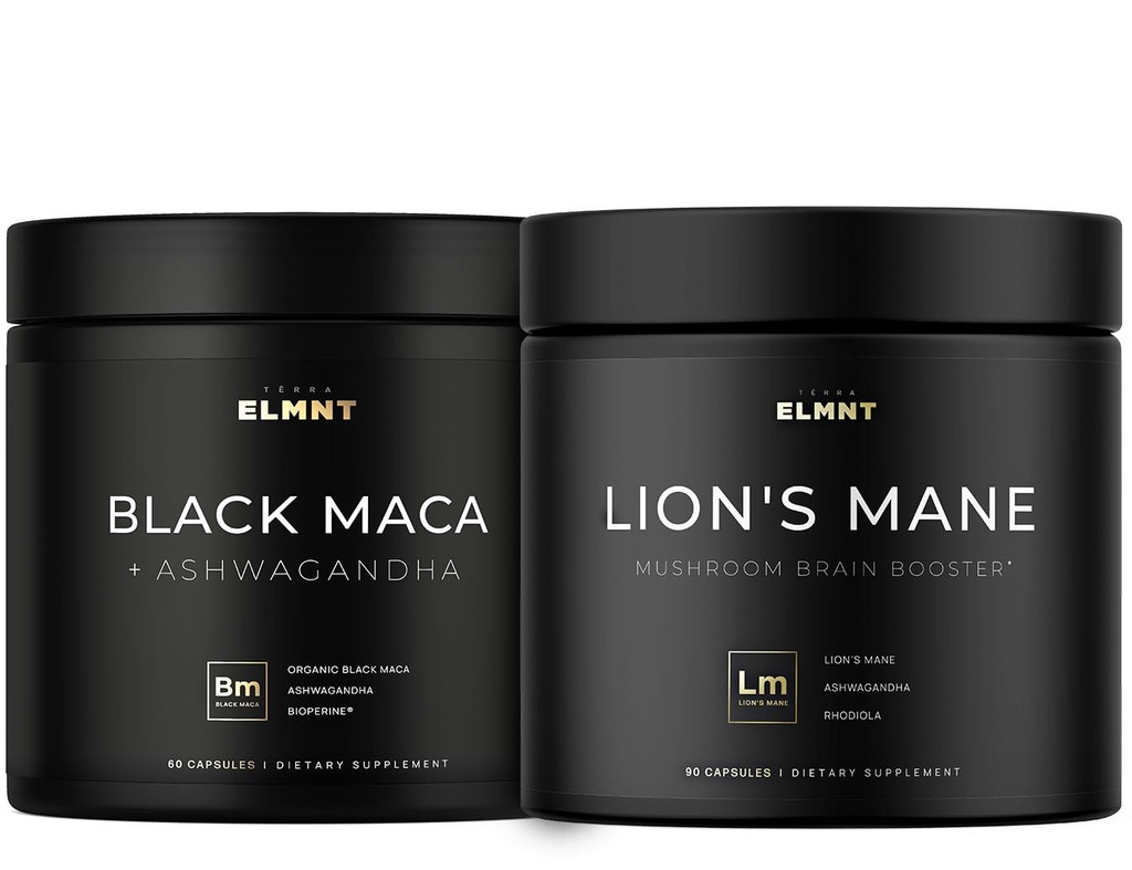 TERRA ELMNT Lion's Mane + Ashwagandha and Black Maca Root Bundle