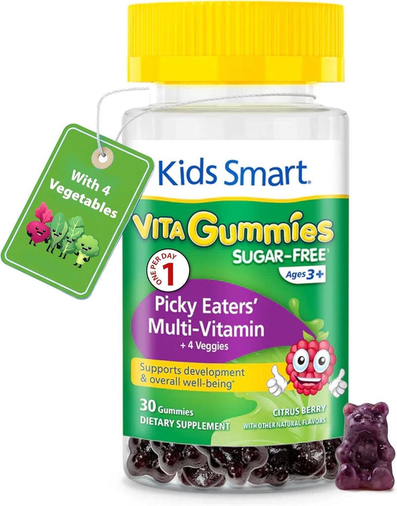 KIDS SMART Picky Eaters Multivitamin + Brain Booster Gummies Bundle for Kids – Omega 3 DHA & EPA Fish Oil, Vitamins, Minerals & Veggies, Sugar Free Kids Vitamins for Brain Development, Growth & Wellne
