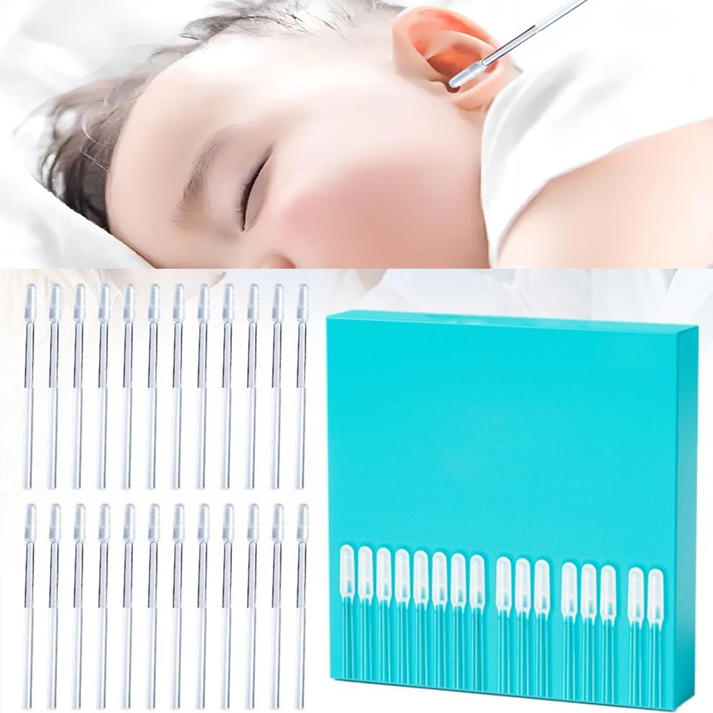 New Reusable Sticky Soft Head Ear Swabs, Adhesive Ear Wax Removal Tools, Ear Cleaning Tools Ear Curette for Kids & Adults (24PCS, S)