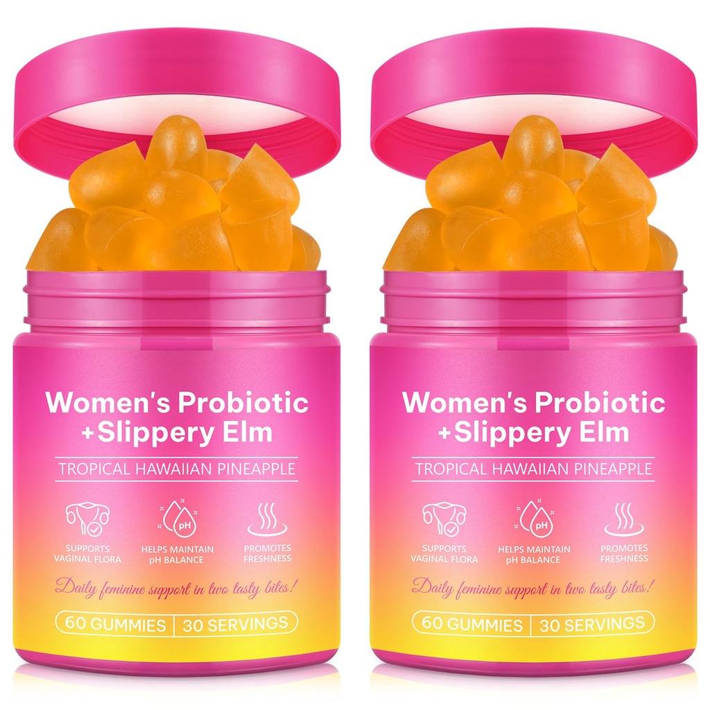 Probiotics for Women Gummies with Slippery Elm Feminine Balance Gummies for Women Vaginal Probiotics with Prebiotics & Lactobacillus Probiotic Blend Vaginal Odor & Vaginal Flora 120Gummy