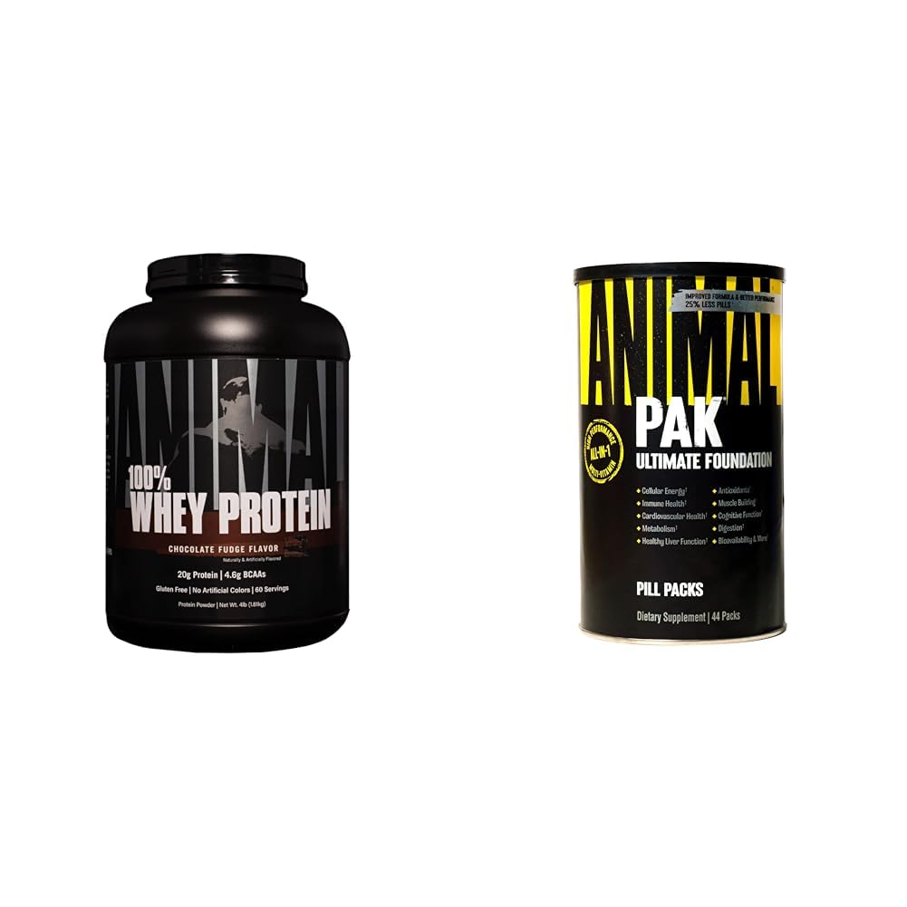 Animal 100% Whey Protein Powder – Whey Blend for Pre- or Post-Workout & Pak - Convenient All-in-One Vitamin & Supplement Pack