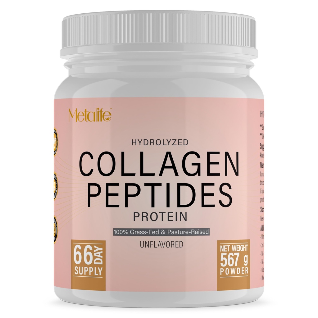Collagen Powder 20 Oz, 66 Servings, Hydrolyzed Collagen Peptides, Grass-Fed Bovine, Unflavored, Made in Canada, Supports Joints, Skin, Hair & Nails, Protein Supplement for Women & Men