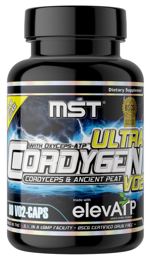 MST Cordygen VO2 Ultra, Cordyceps, elevATP, Rhodiola, Jiaogulan, Ancient Peat Supplement. Helps Boost Performance, Endurance, Oxygen Utilization & VO2 Max. 90 VO2-caps BSCG Certified