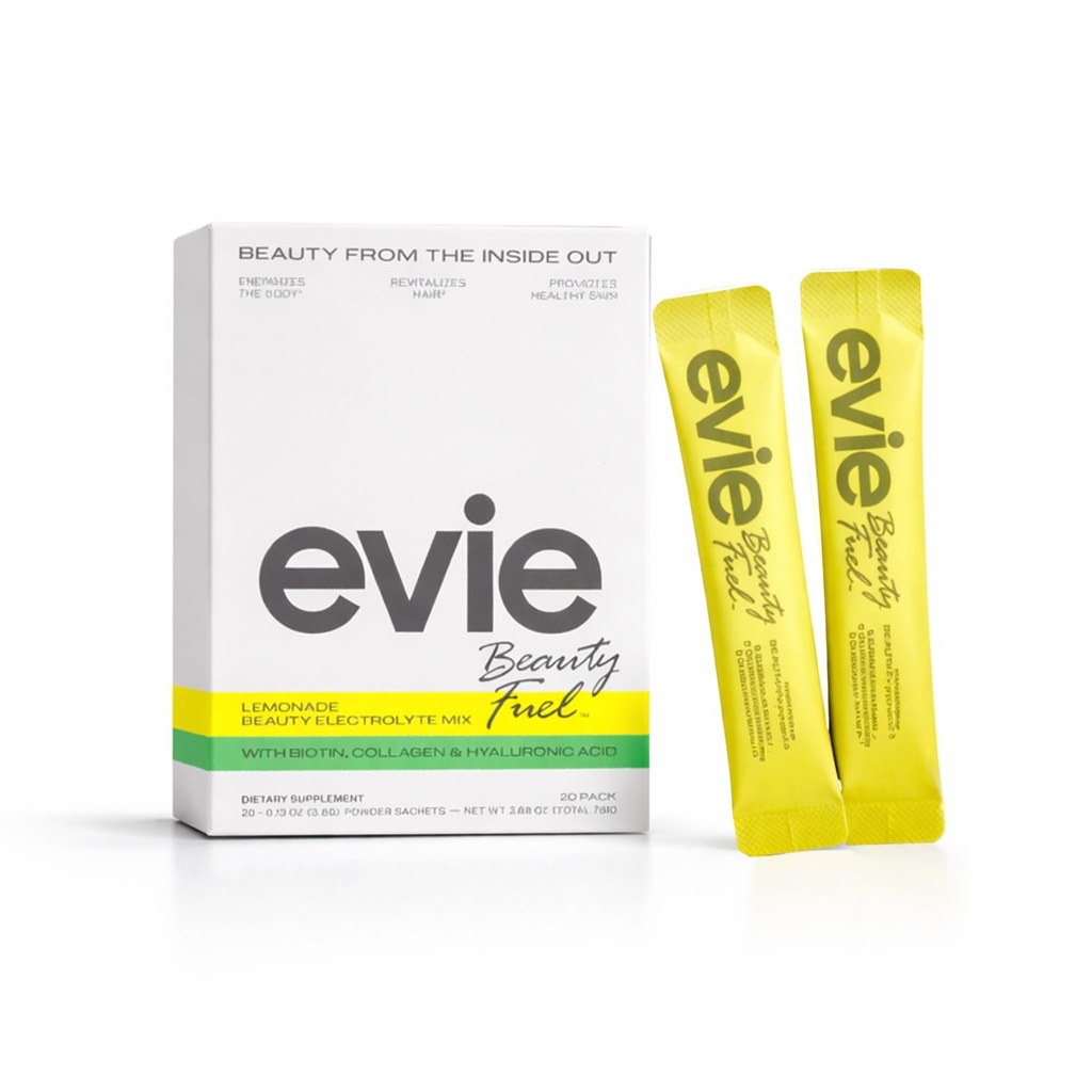 Lemonade Electrolyte Powder Packets - Hydration Drink Mix with Collagen, Biotin & Hyaluronic Acid for Glowing Skin, Hair & Nails - Sugar-Free Beauty Supplement (20 Sticks)